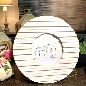 Church Sketch Wooden Wall Decor ~ 19.5" Brand New